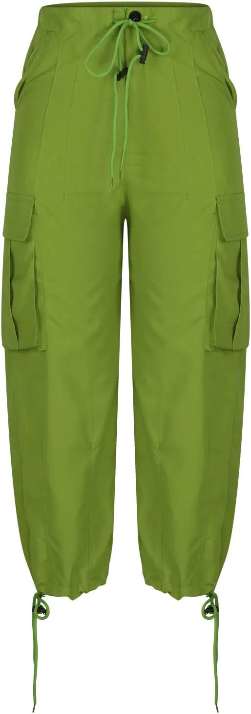 Cargo Pants Women Casual Pants Elastic High Waist Trendy Loose Fit Trouser Pocket Baggy Hiking Y2K Streetwear Clothes