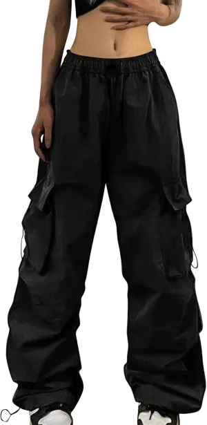 Cargo Pants Women Y2K Baggy Cargo Pants Parachute Pants Trendy Stretchy High Waist Wide Leg Trousers Jogger