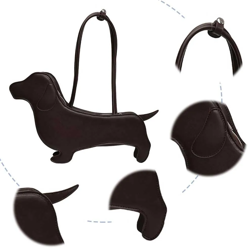 Cartoon Dog Shaped Shoulder Bag, Women Luxury Dog Shaped Crossbody Shoulder Bag Handbag PU Leather Clutch Bag