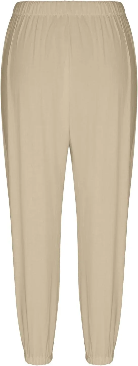Casual Lantern Harem Slacks for Women Loose Fit Capris Pants 2025 Summer Beach Yoga Trousers with Pockets