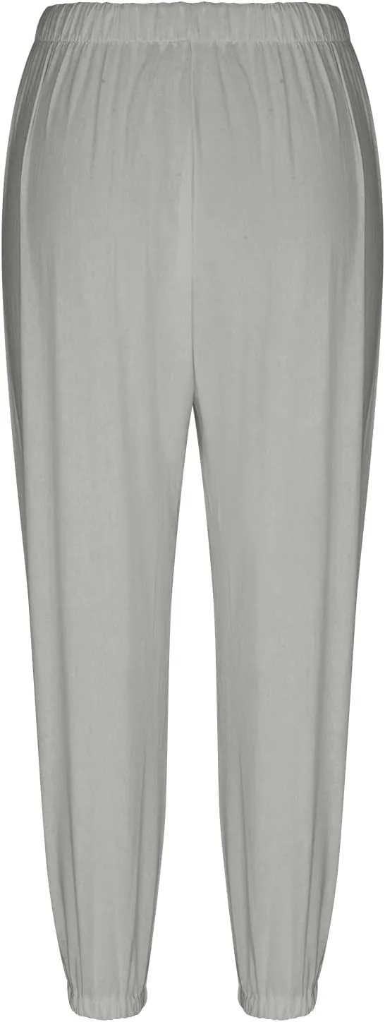 Casual Lantern Harem Slacks for Women Loose Fit Capris Pants 2025 Summer Beach Yoga Trousers with Pockets