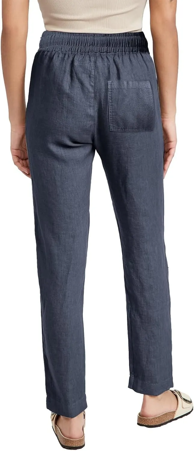Casual Pants Women Summer Drawstring High Waist Straight Leg Pants Casual Dressy Work Vacation Beach Trousers with Pockets