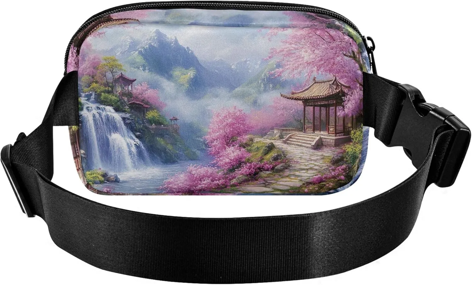 Cherry Blossom Landscape Pink Women Fanny Pack Waterproof Large Hip Belt Bag Cute Travel Waist Bag