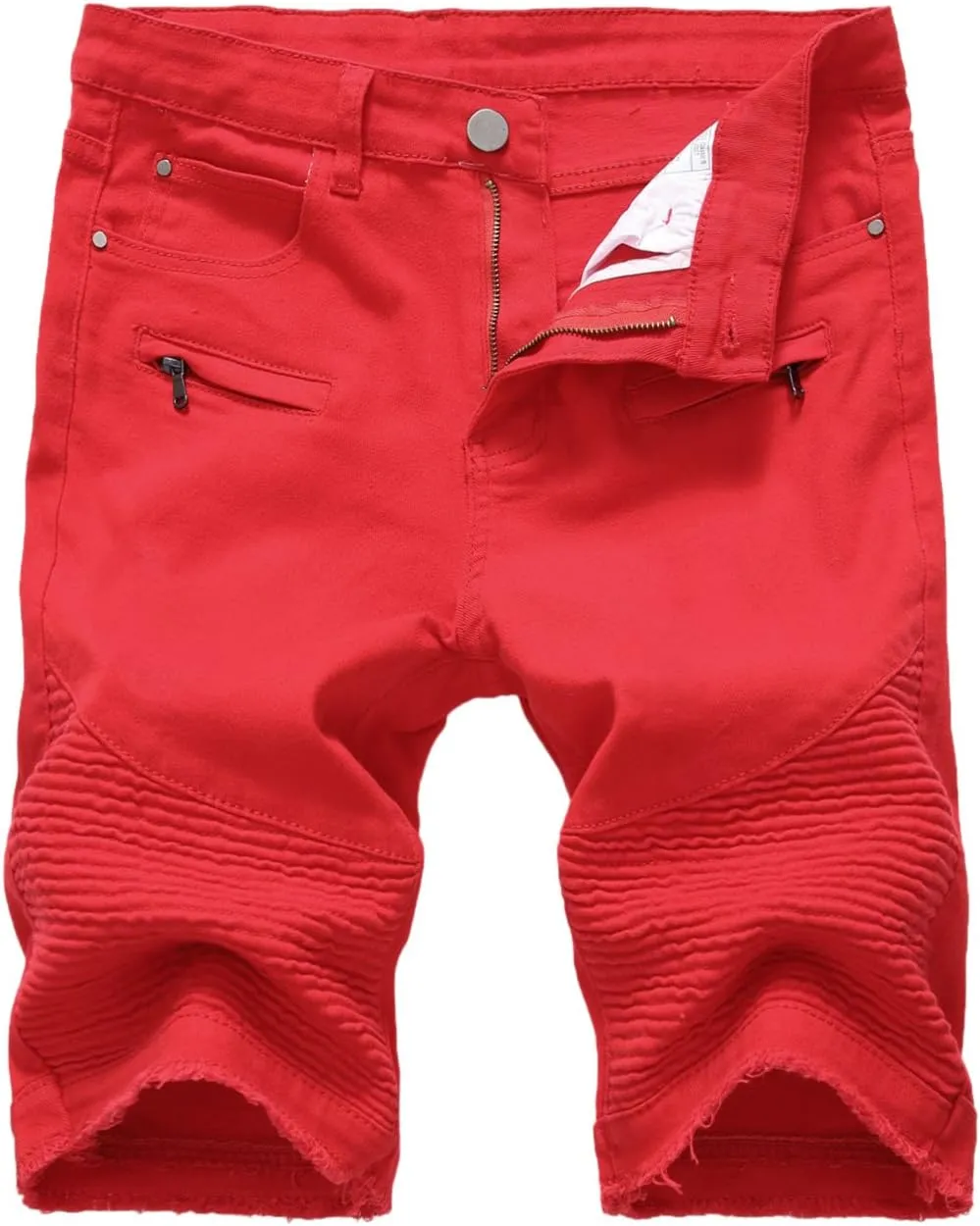 chouyatou Men's Cool Stylish Wrinkle Performance Slim Ripped Denim Shorts
