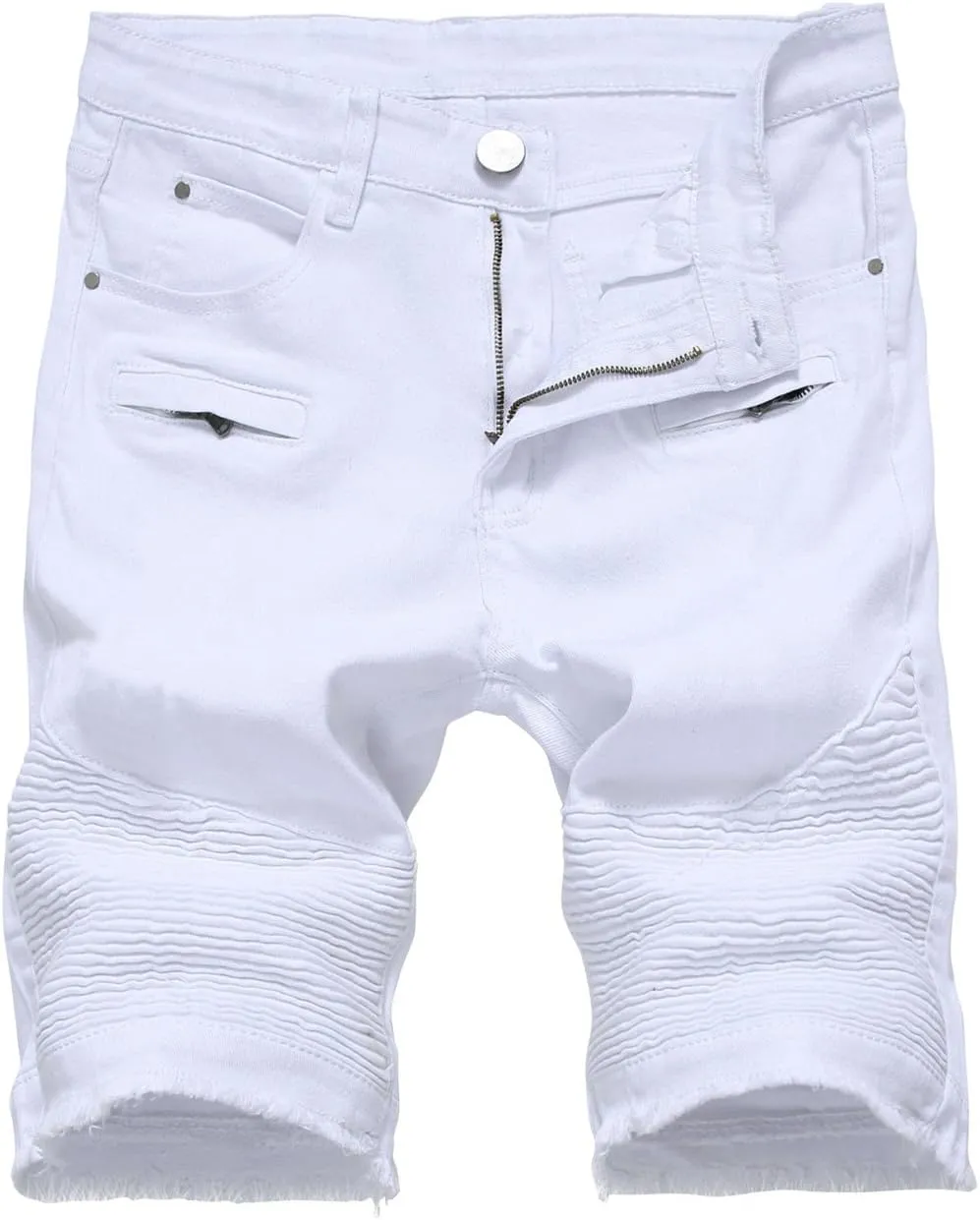 chouyatou Men's Cool Stylish Wrinkle Performance Slim Ripped Denim Shorts
