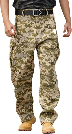 Classic Tactical Pants for Men Relaxed Fit Straight Leg Outdoor Casual Pants with Multi Pocket Trendy Chino Work Pant