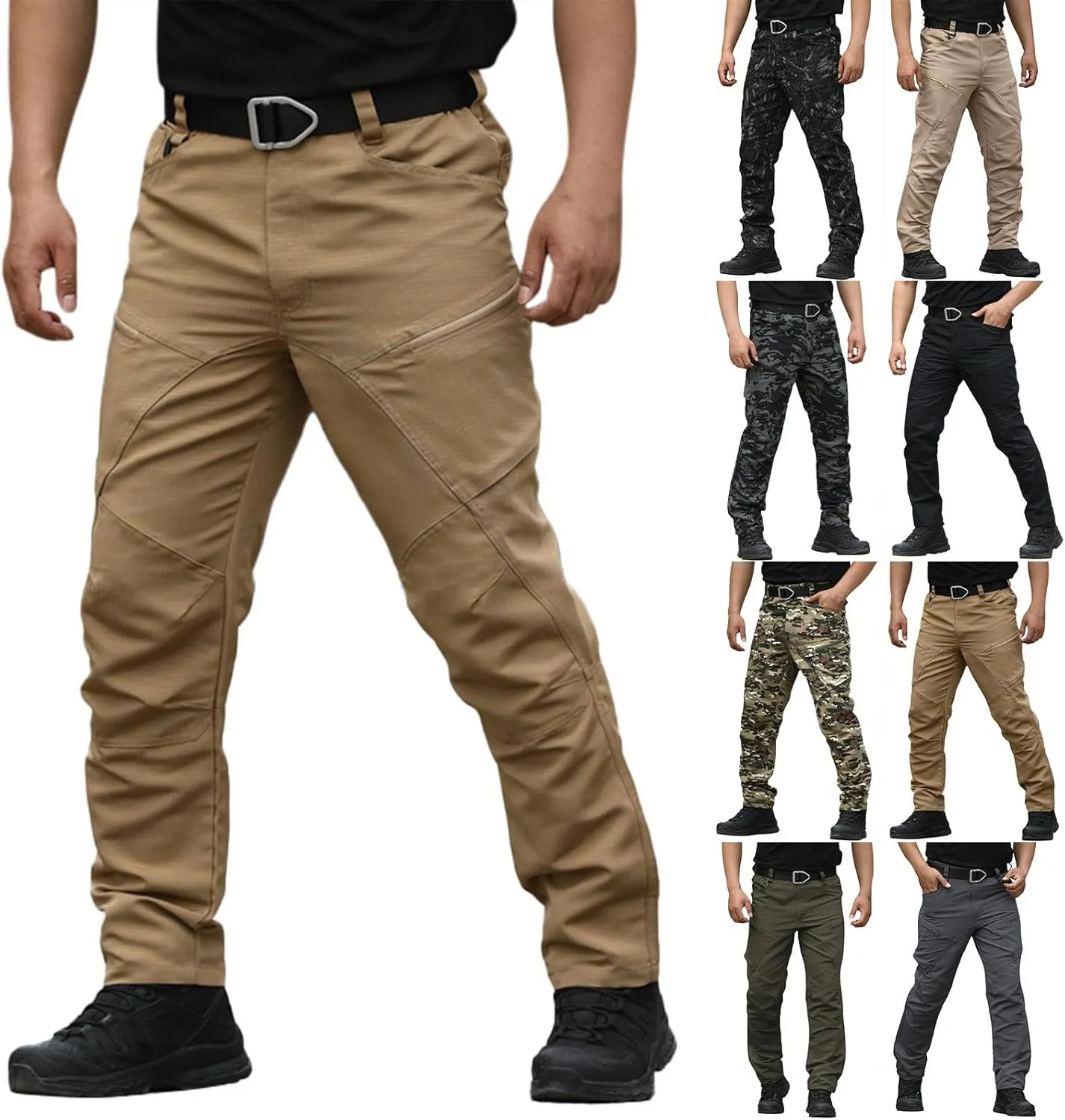 Classic Tactical Pants for Men Relaxed Fit Straight Leg Outdoor Casual Pants with Multi Pocket Trendy Chino Work Pant