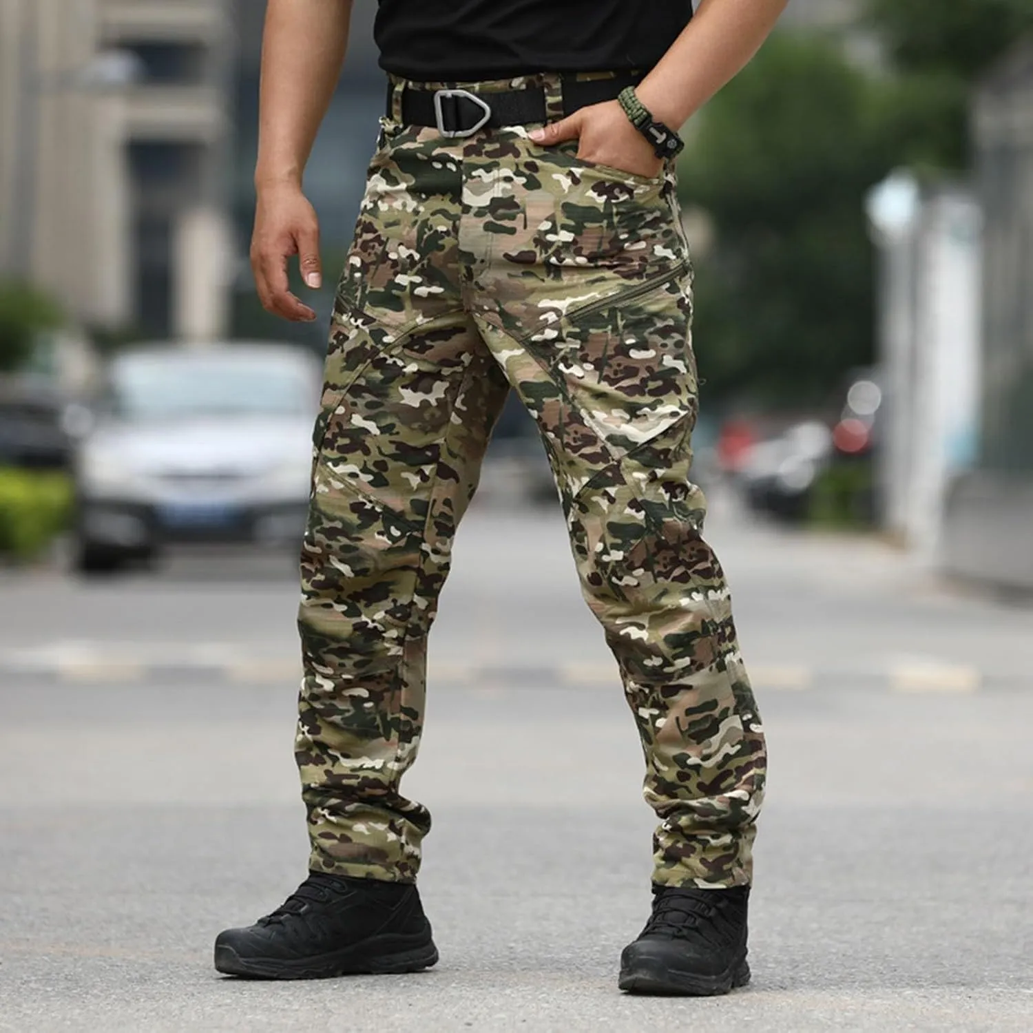 Classic Tactical Pants for Men Relaxed Fit Straight Leg Outdoor Casual Pants with Multi Pocket Trendy Chino Work Pant
