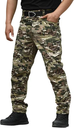 Classic Tactical Pants for Men Relaxed Fit Straight Leg Outdoor Casual Pants with Multi Pocket Trendy Chino Work Pant