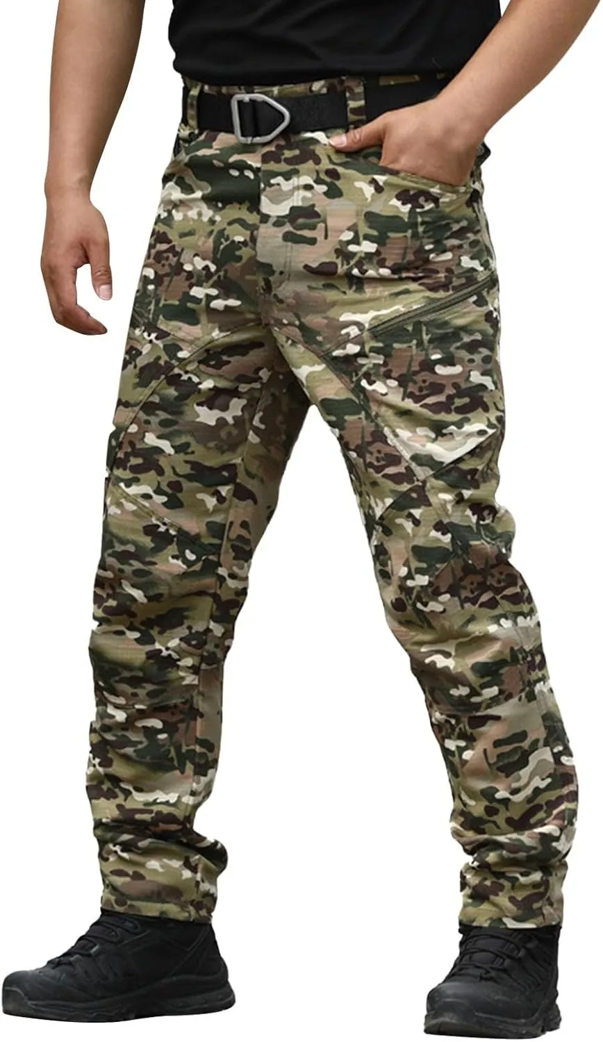 Classic Tactical Pants for Men Relaxed Fit Straight Leg Outdoor Casual Pants with Multi Pocket Trendy Chino Work Pant