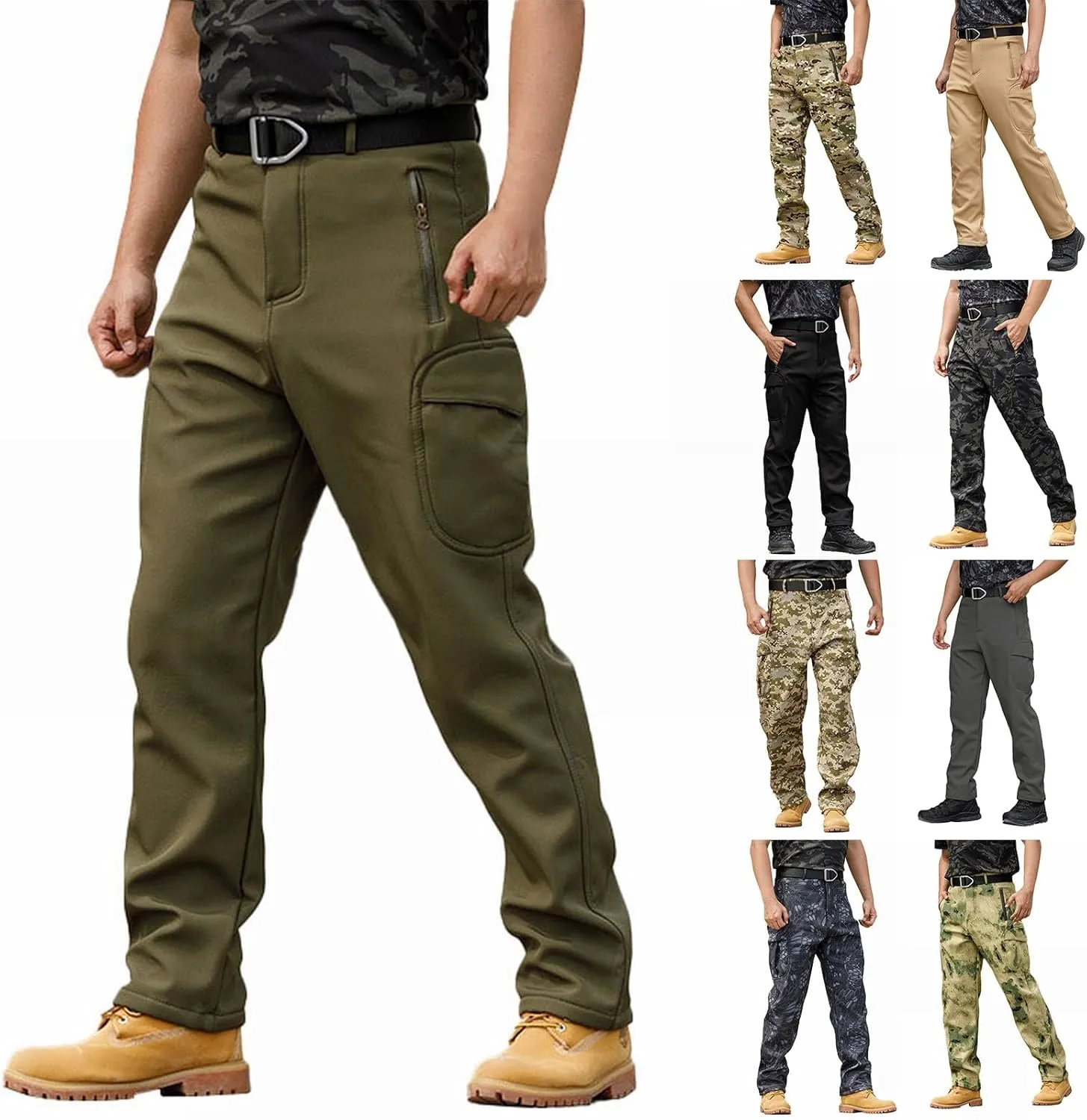 Classic Tactical Pants for Men Relaxed Fit Straight Leg Outdoor Casual Pants with Multi Pocket Trendy Chino Work Pant