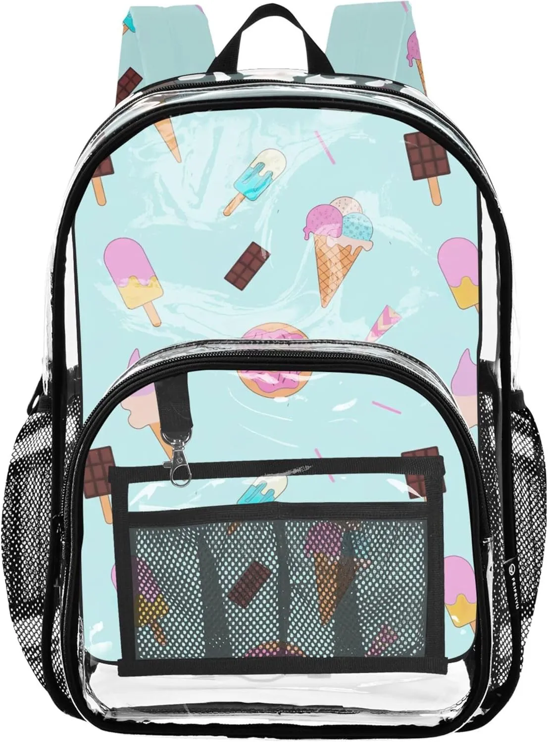 Clear Backpack for Women Kids Girls Backpack Boys Plastic See through Bookbag Ice Cream Donut