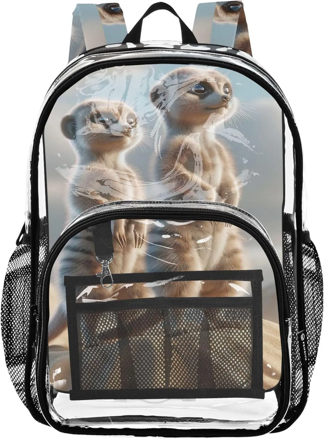 Clear Backpack Women Cute Girls Backpack Kids Boys Approved See through Bag Meerkats Cute Mongoose
