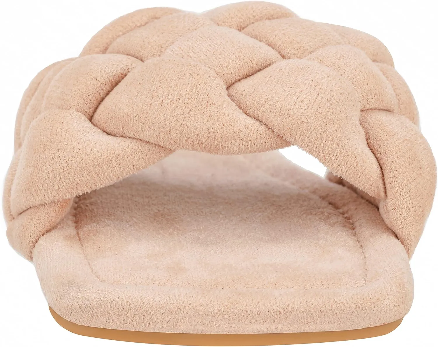 CLOVERLAY Yara Women's Square Open Toe Slides Braided Woven Single Band Slip on Flat Sandals