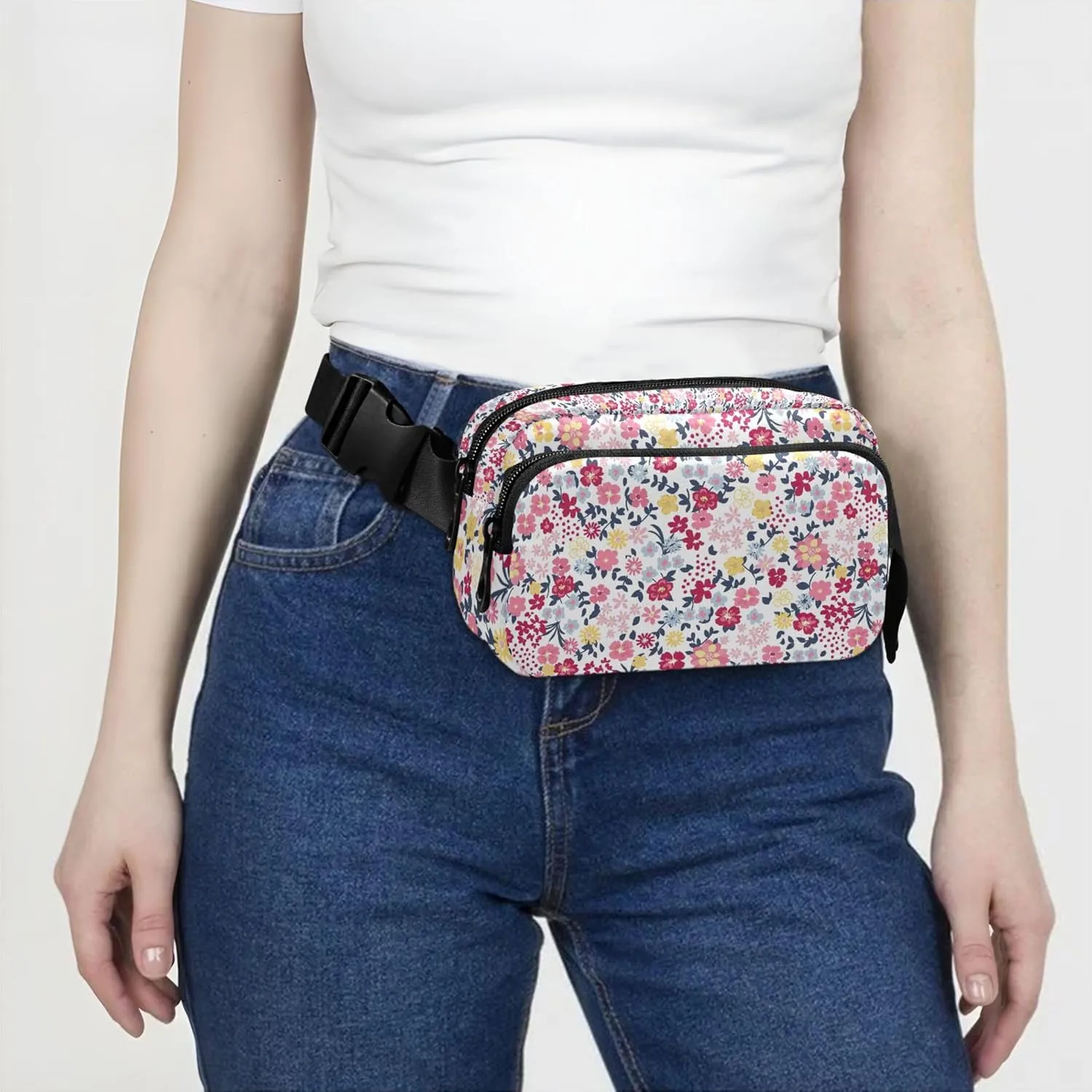 Colorful Cute Ditsy Floral Waterproof Women Fanny Packs Everywhere Belt Bag Designer Crossbody Waist Purse