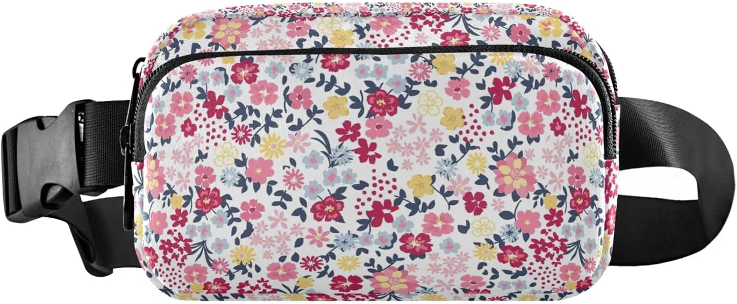Colorful Cute Ditsy Floral Waterproof Women Fanny Packs Everywhere Belt Bag Designer Crossbody Waist Purse
