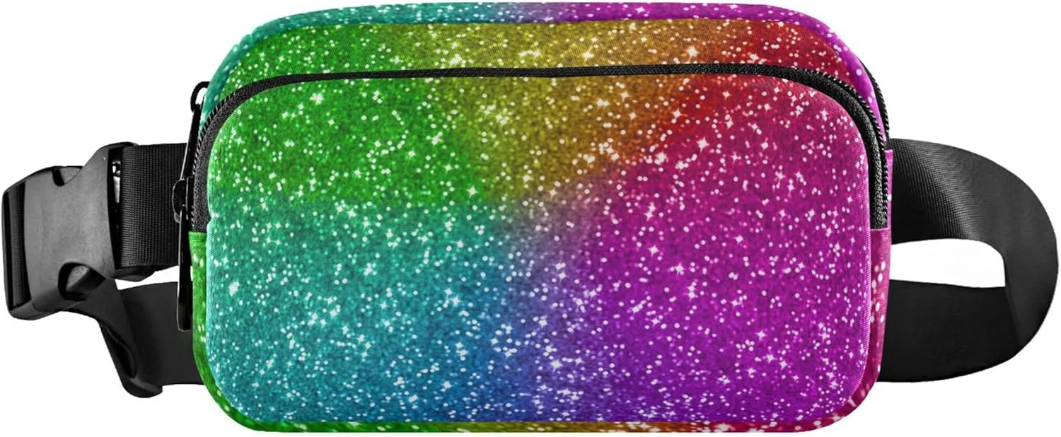 Colorful Glitter Waterproof Fanny Packs Women Hip Bag Belt Pouch Funny Travel Waist Pack for Men