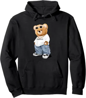 Cool Oversize Teddy Bear body Illustration Graphic Designs Pullover Hoodie