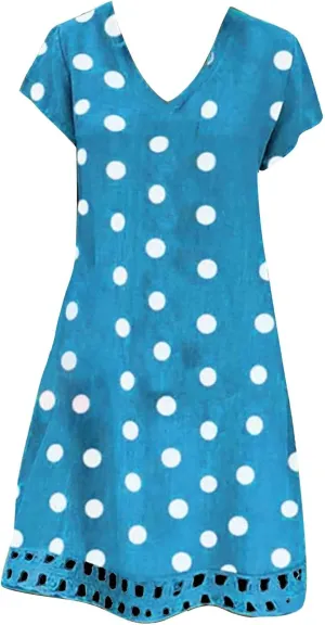 Cotton Linen Dress Short Sleeve Cotton Casual Plus Size Ladies Dress Comfy Plus Size Sundress Cotton Dresses for