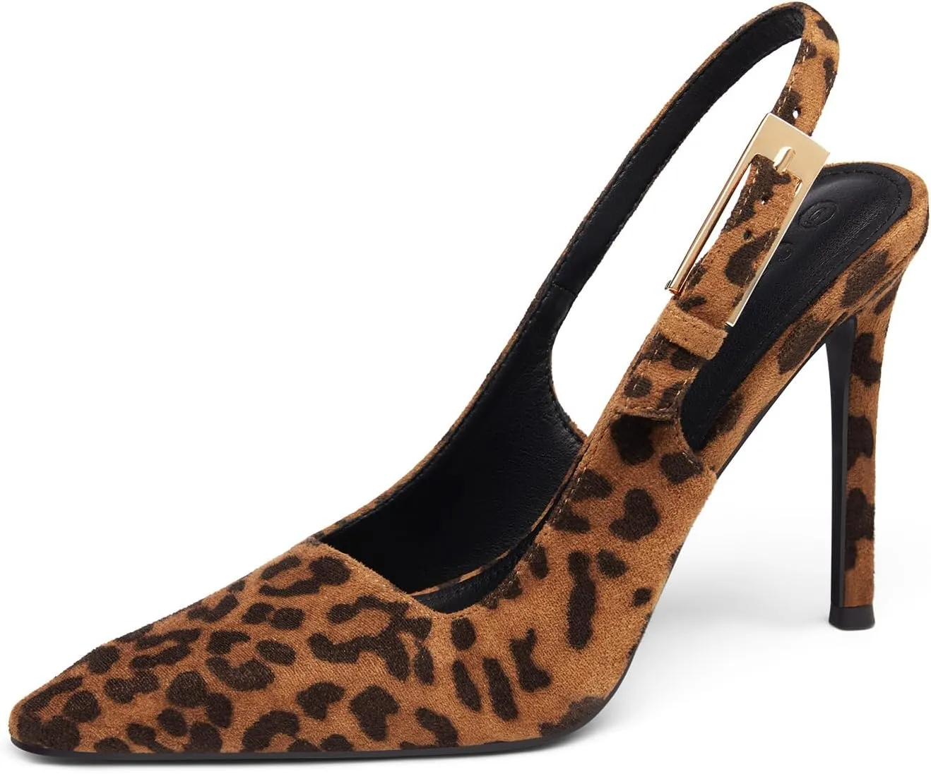 Coutgo Women's Slingback High Heels Pointed Toe Stilettos Metal Buckle Dress Party Pump Shoes