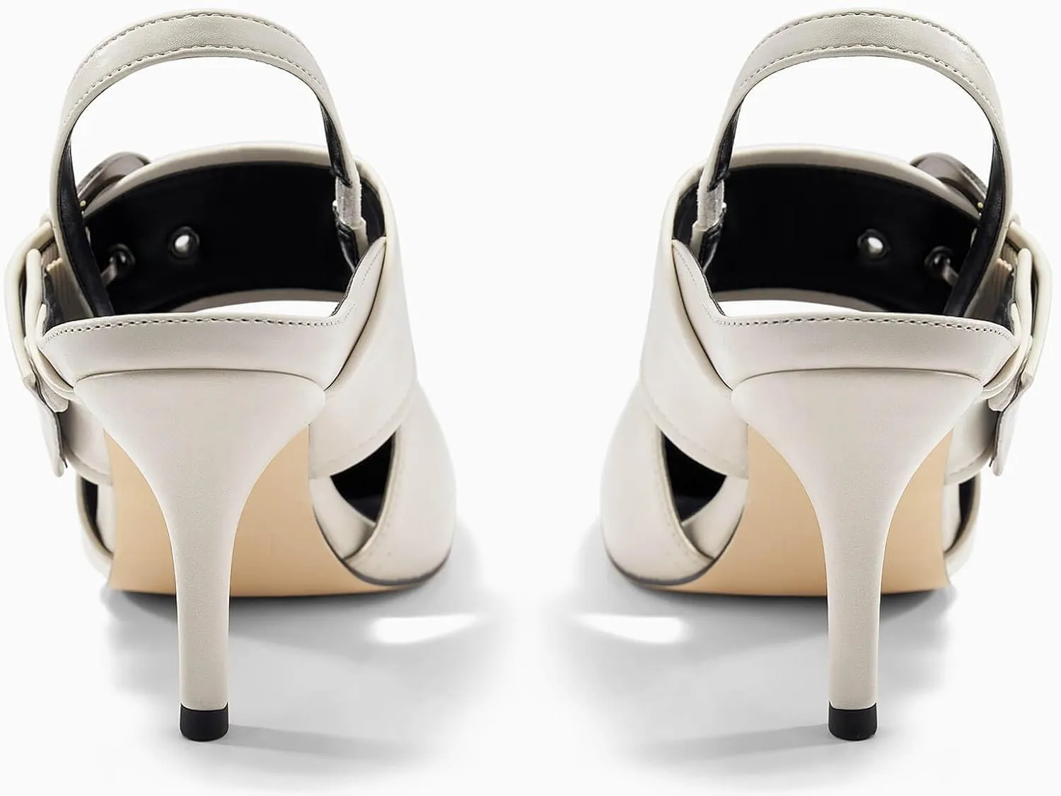 Coutgo Womens Slingback Pumps Closed Pointed Toe High Heels Belt Buckle Strap Dressy Work Shoes