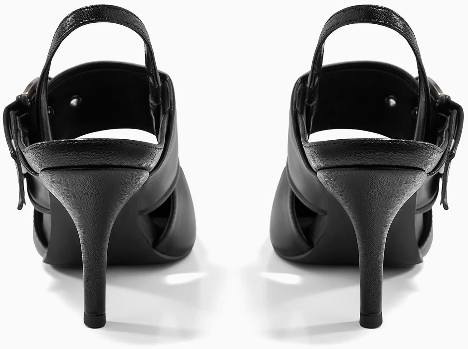 Coutgo Womens Slingback Pumps Closed Pointed Toe High Heels Belt Buckle Strap Dressy Work Shoes