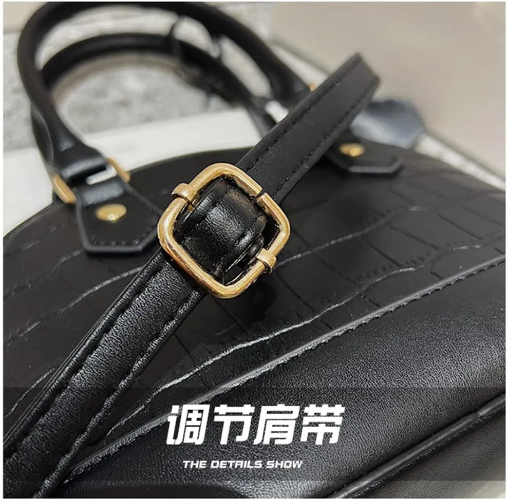 Crocodile Pattern Leather Dome Crossbody Bag for Women Top Handle Satchel Handbags Ladies Shoulder Bag Tote (Yellow)