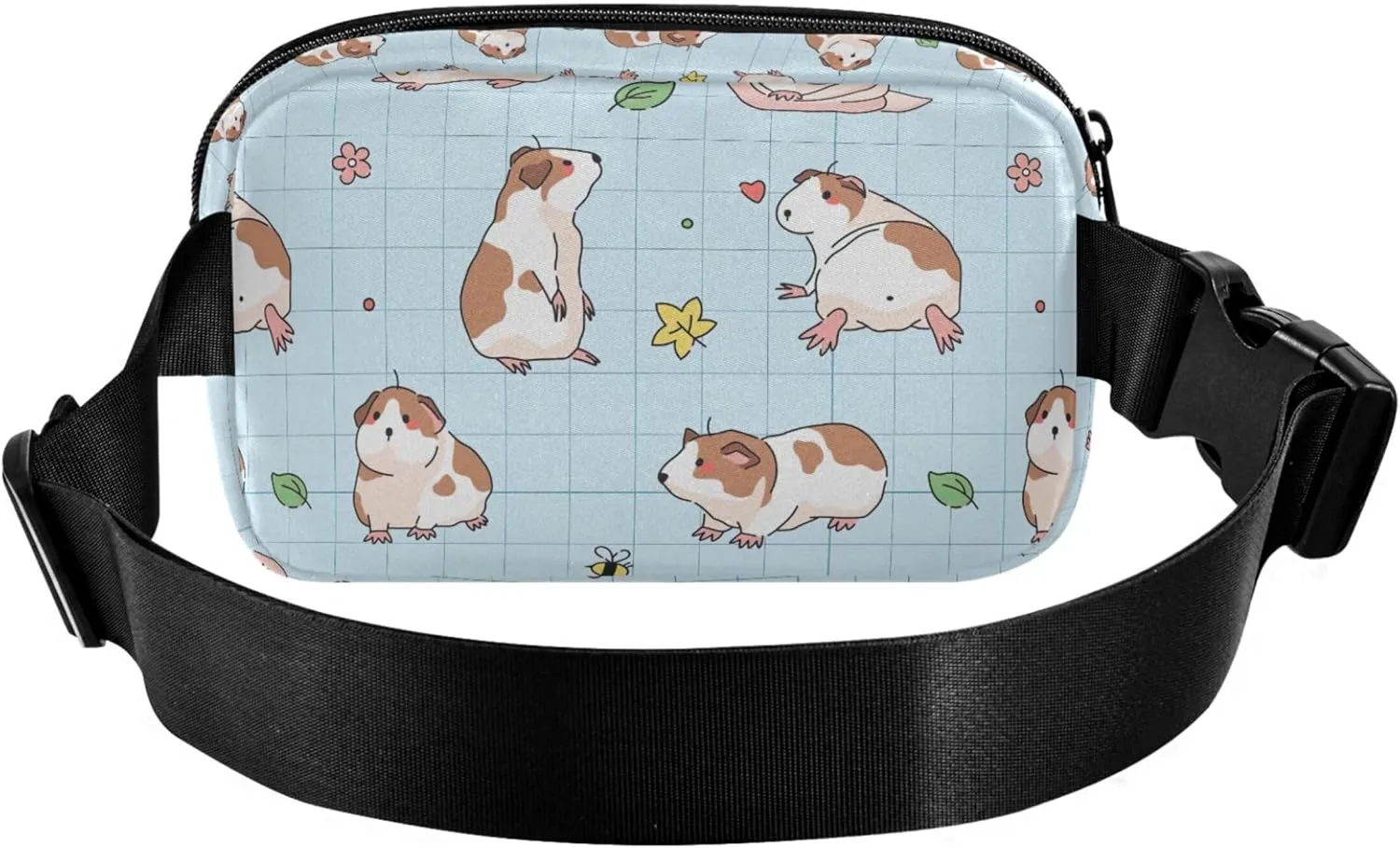 Custom Cartoon Guinea Pigs Plaid Fanny Pack for Women Colorful Hip Pouch Belt Bag Waterproof Waist Pack for Women