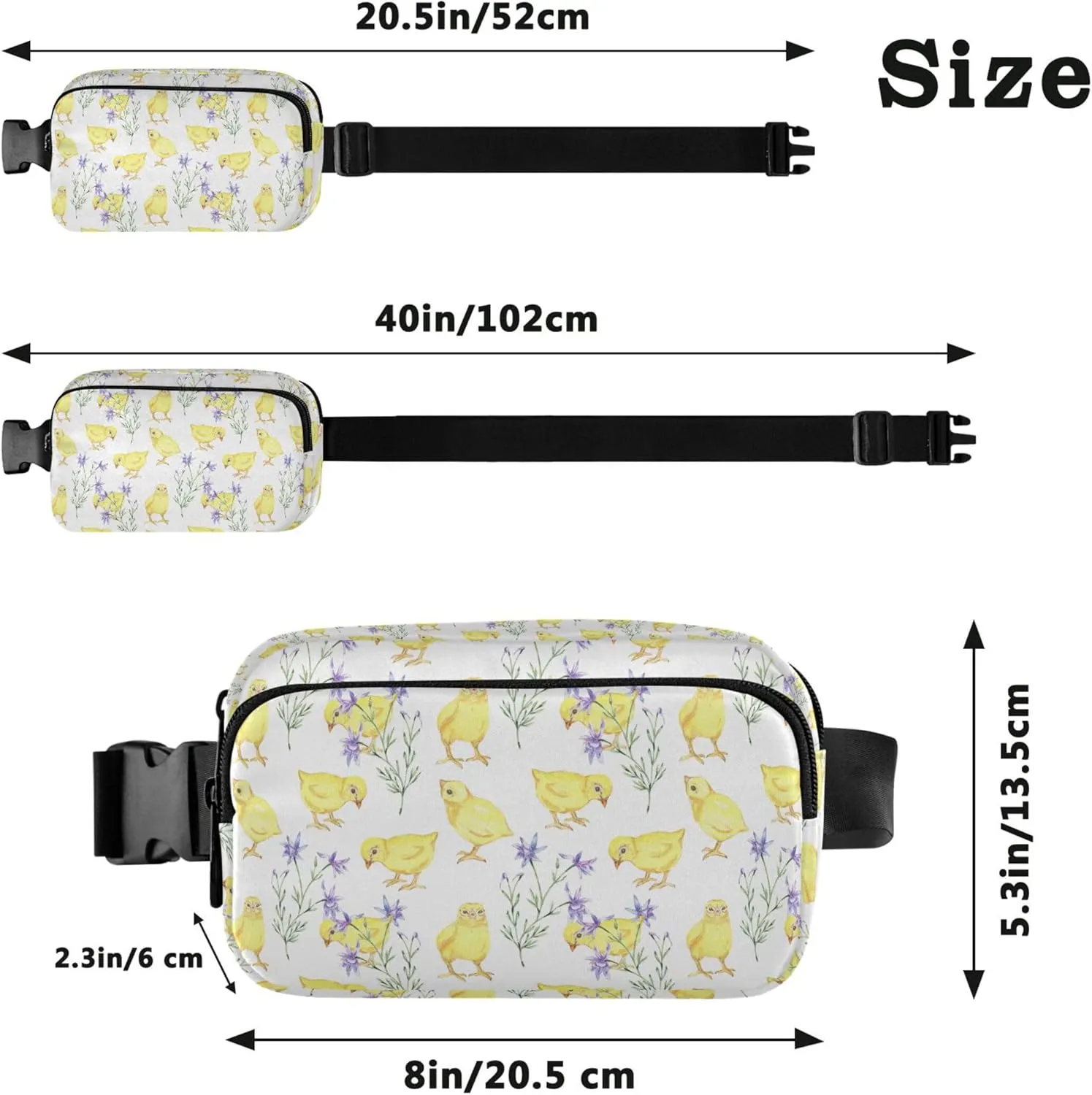 Custom Chickens Floral Chick Womens Fanny Pack Waterproof Hip Bag Belt Purse Designer Cross Body Waist Pack