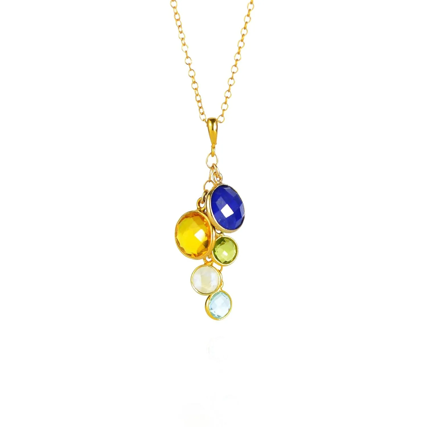 Custom Grandmother's Pendant Necklace with Kids and Grandkids Birthstones [RDCS-M/S]