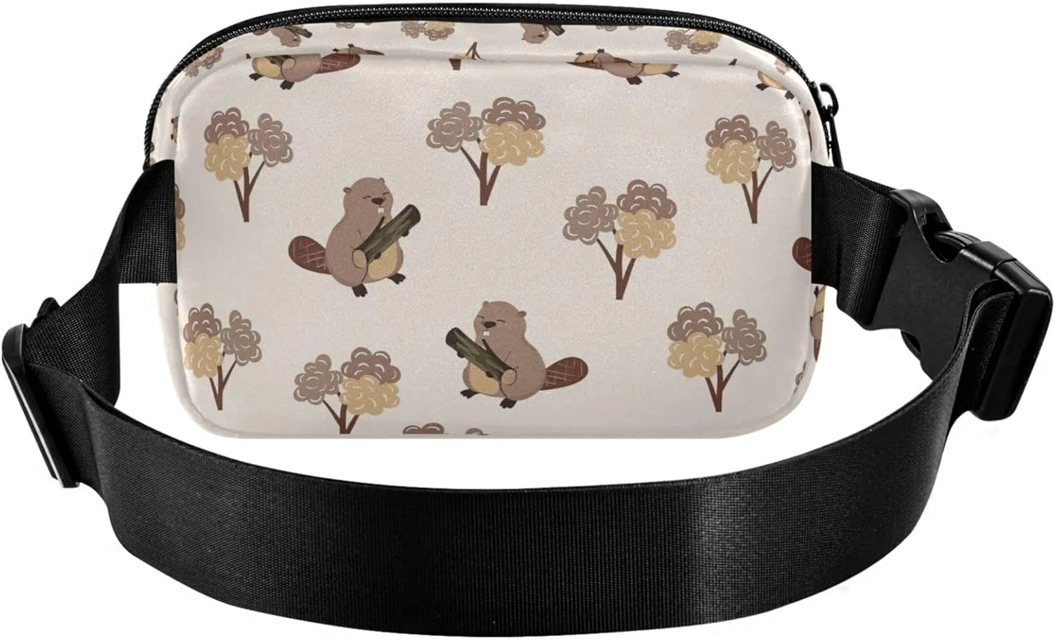 Customized Cute Beaver Khaki Brown Fanny Packs Women Waterproof Hip Pack Belt Bag Cute Travel Waist Pouch