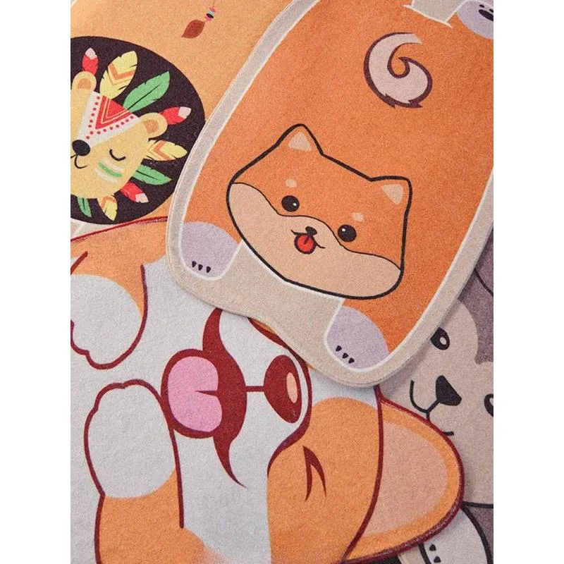 Cute Animal Living Room Decorative Rugs – Plush Soft Cartoon Bedroom Carpet