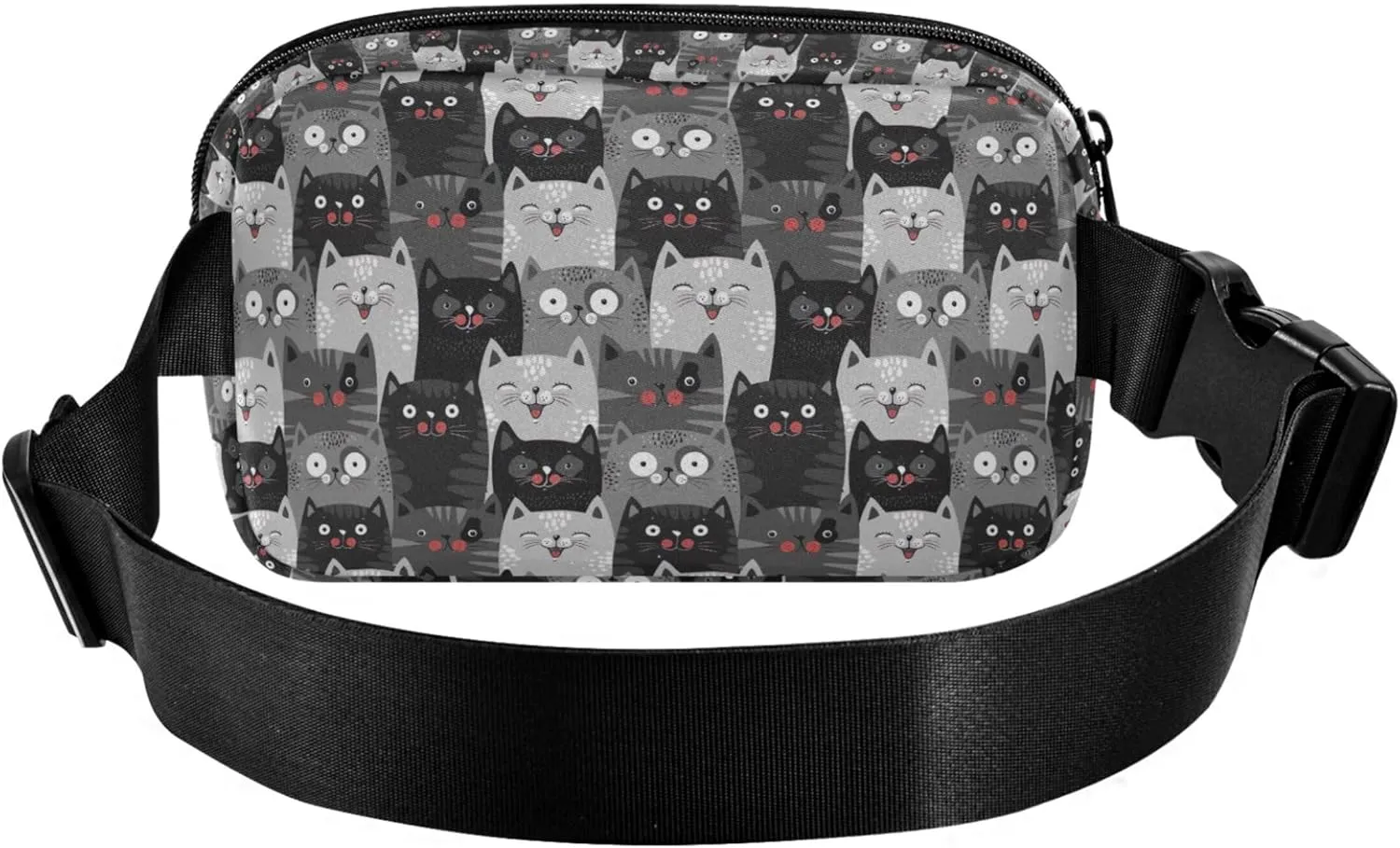 Cute Grey Cats Women Fanny Pack Hip Pack Belt Bag Waterproof Flower Crossbody Waist Purse