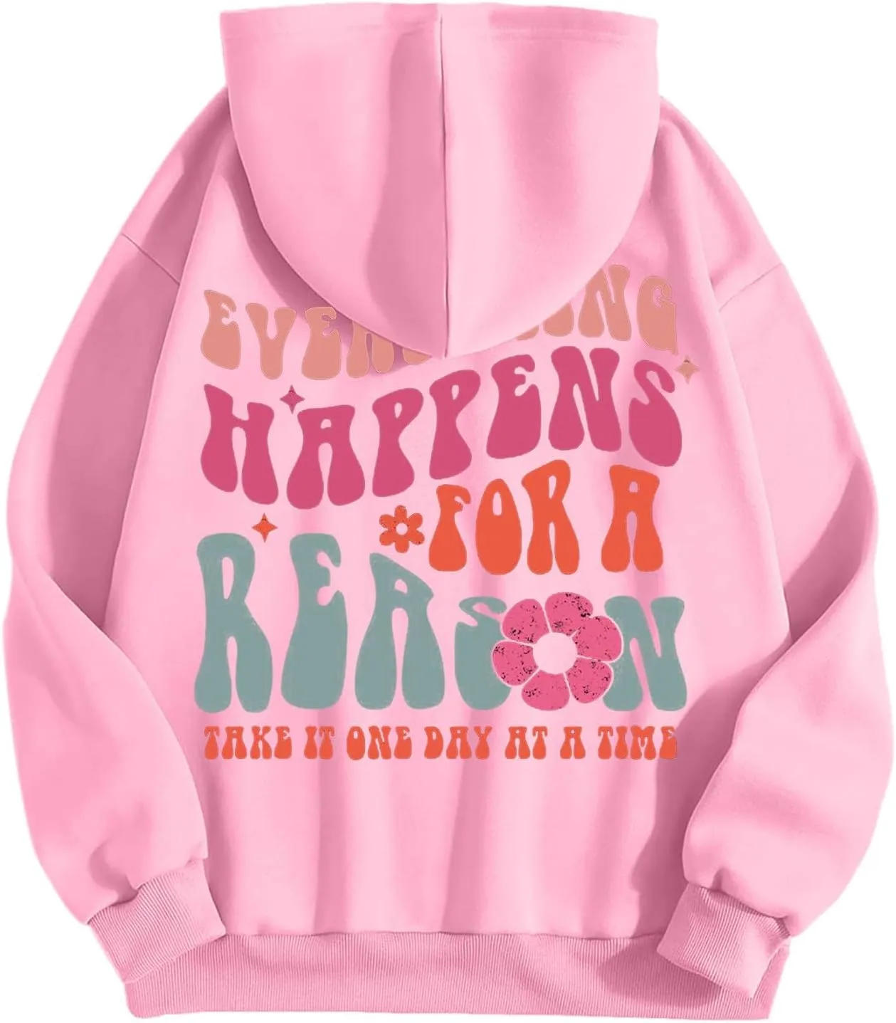 Cute Hoodies for Women Hooded Preppy Sweatshirt Pink Hoodie Oversized Letter Print Graphic Hoodies
