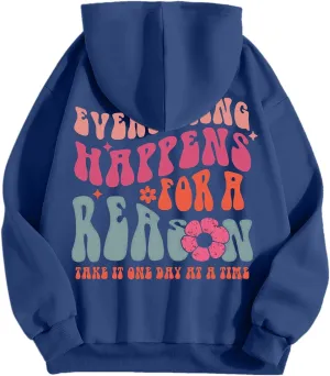 Cute Hoodies for Women Hooded Preppy Sweatshirt Pink Hoodie Oversized Letter Print Graphic Hoodies