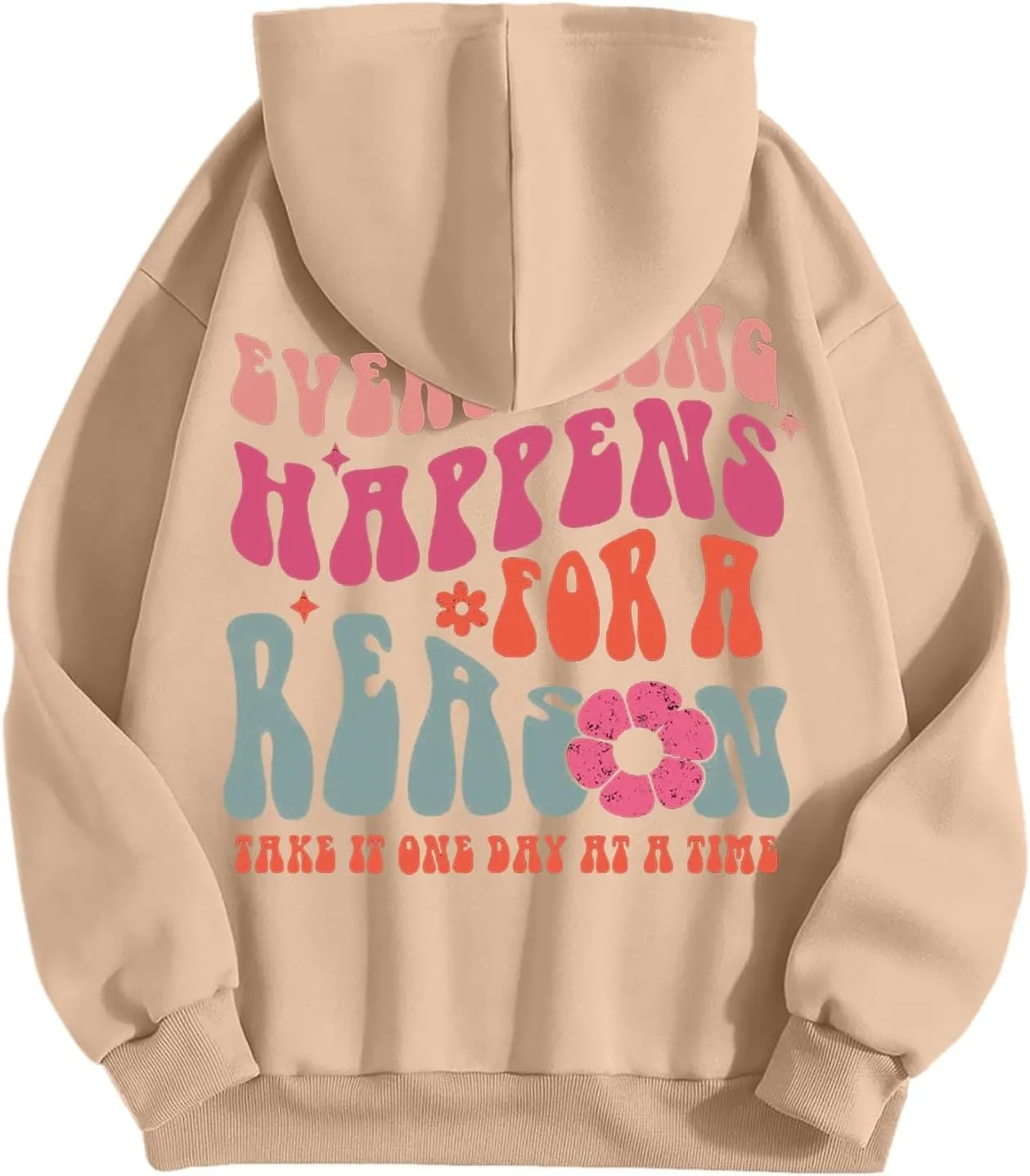 Cute Hoodies for Women Hooded Preppy Sweatshirt Pink Hoodie Oversized Letter Print Graphic Hoodies