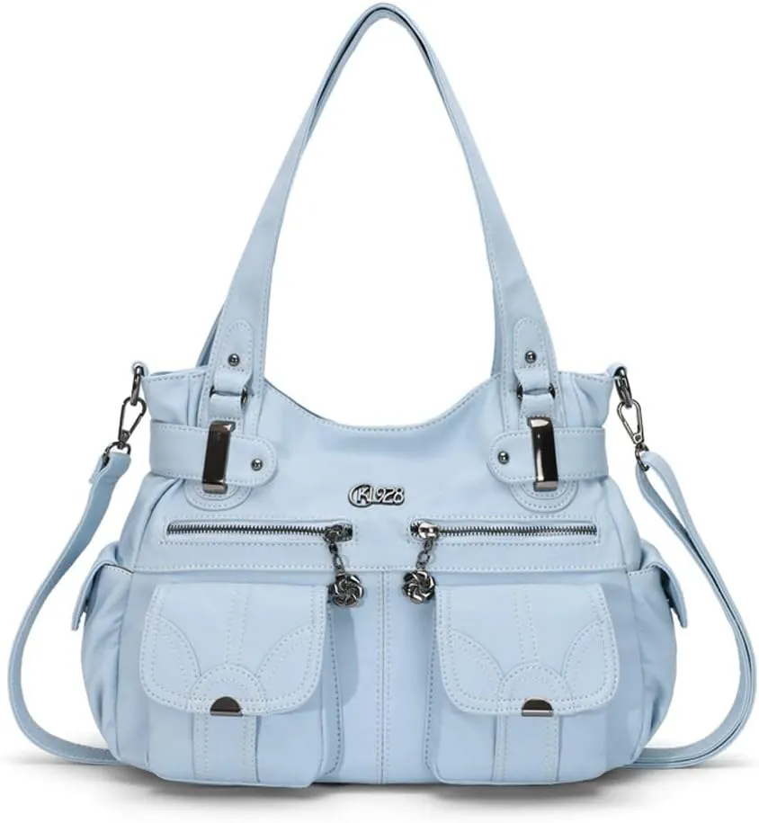 Dayfine Vintage Shoulder Bags Women Hobo Handbags Vegan Leather Tote Bags Zipper Purse Satchel Multiple Pockets Handbag