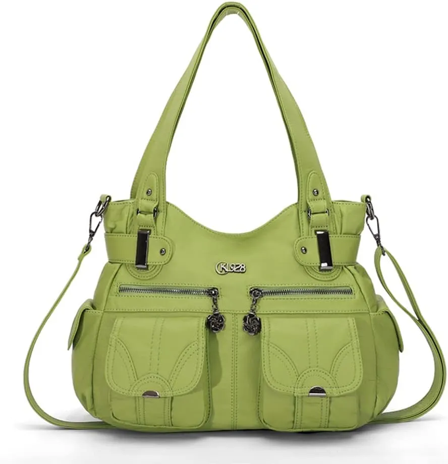 Dayfine Vintage Shoulder Bags Women Hobo Handbags Vegan Leather Tote Bags Zipper Purse Satchel Multiple Pockets Handbag