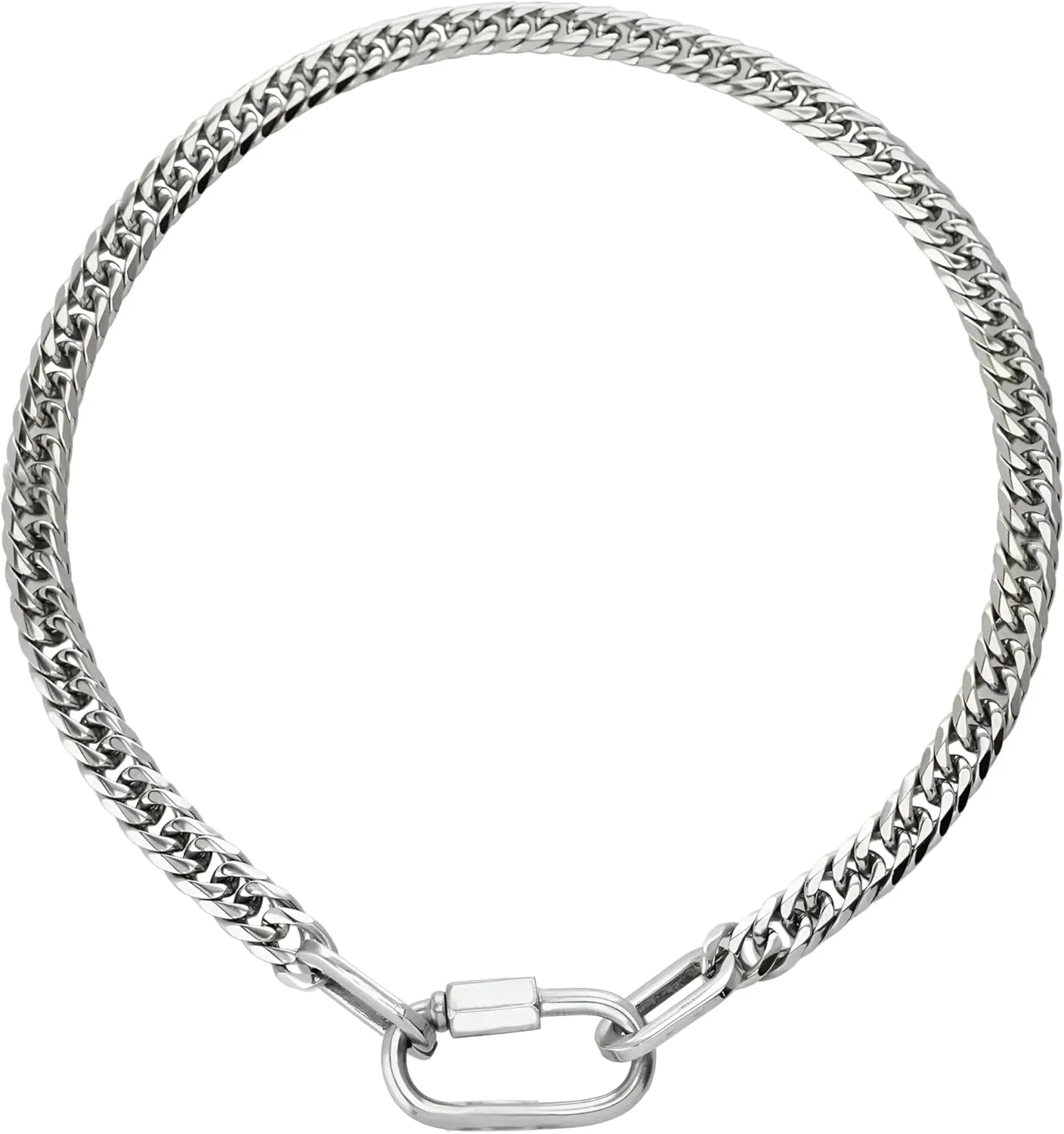 Designer Jewelry Tarnish Stainless Steel Two Tone Chunky Charm Necklace Cuban Chain