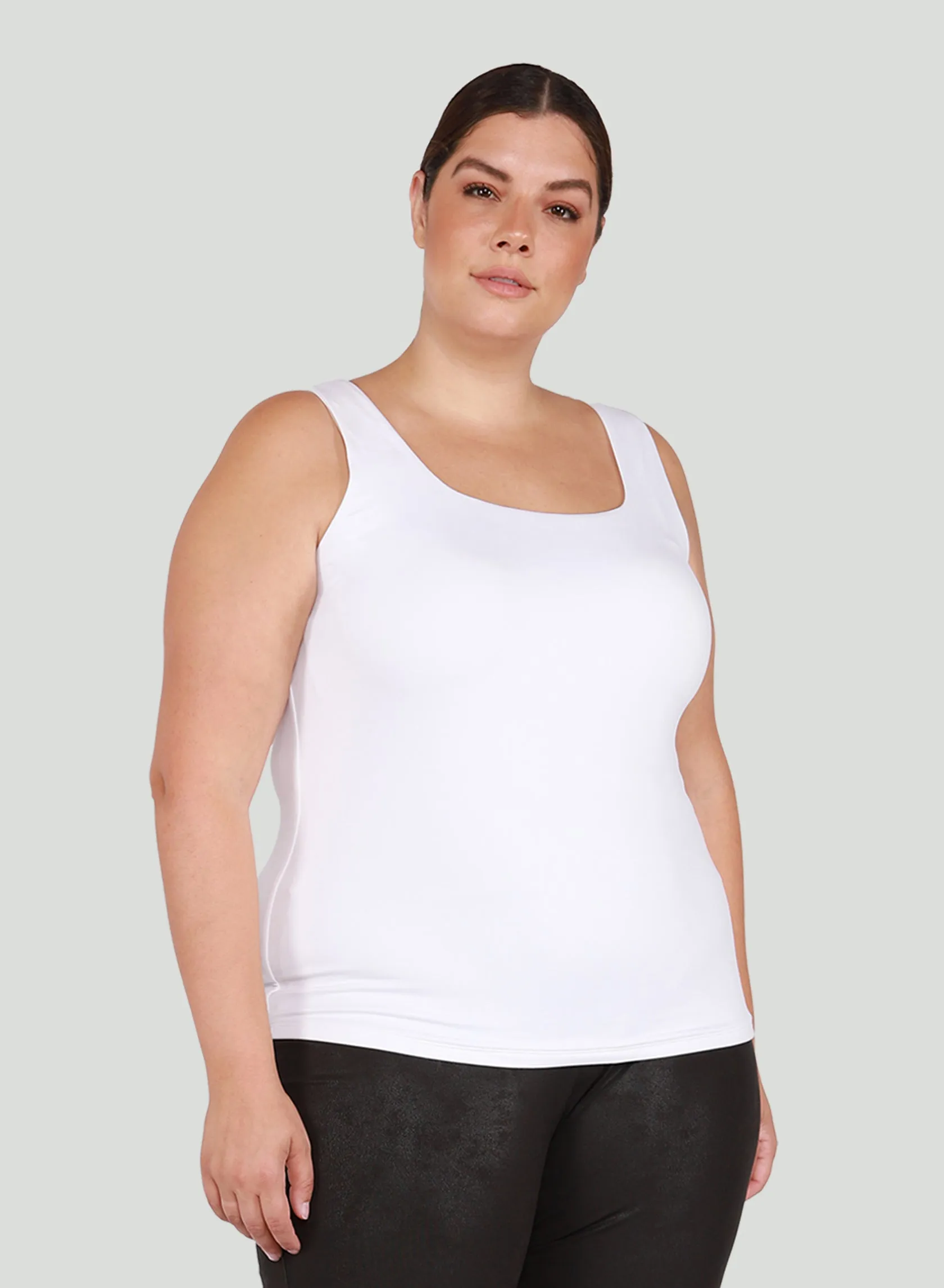 Dex Square Neck Tank - White