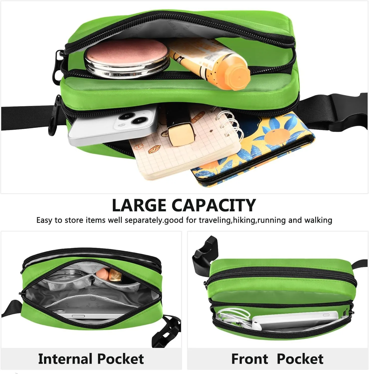 Dinosaur Green Lawn Gradient Women Fanny Packs Waterproof Large Hip Belt Bag Fashion Waist Pouch for Women