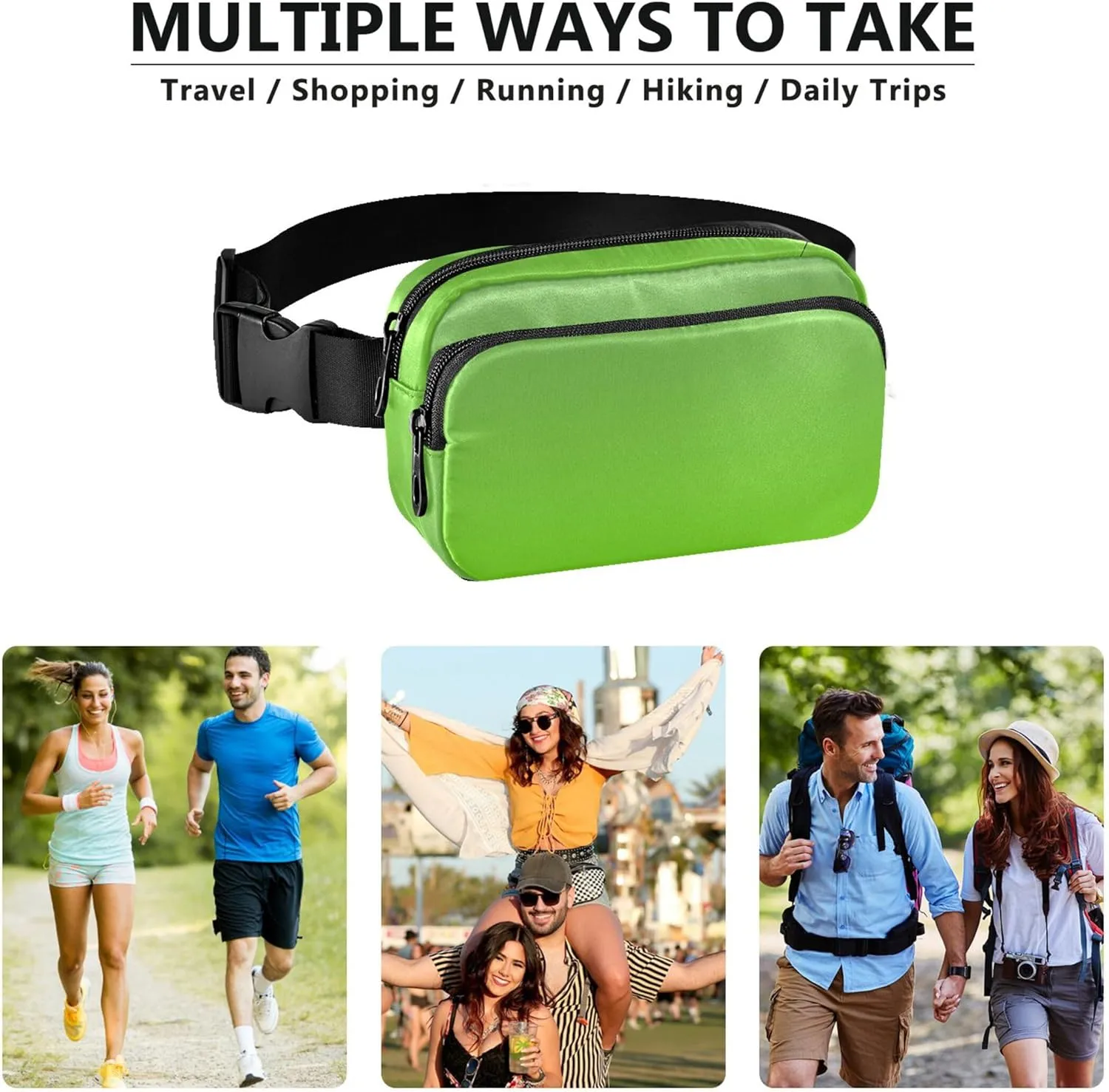 Dinosaur Green Lawn Gradient Women Fanny Packs Waterproof Large Hip Belt Bag Fashion Waist Pouch for Women