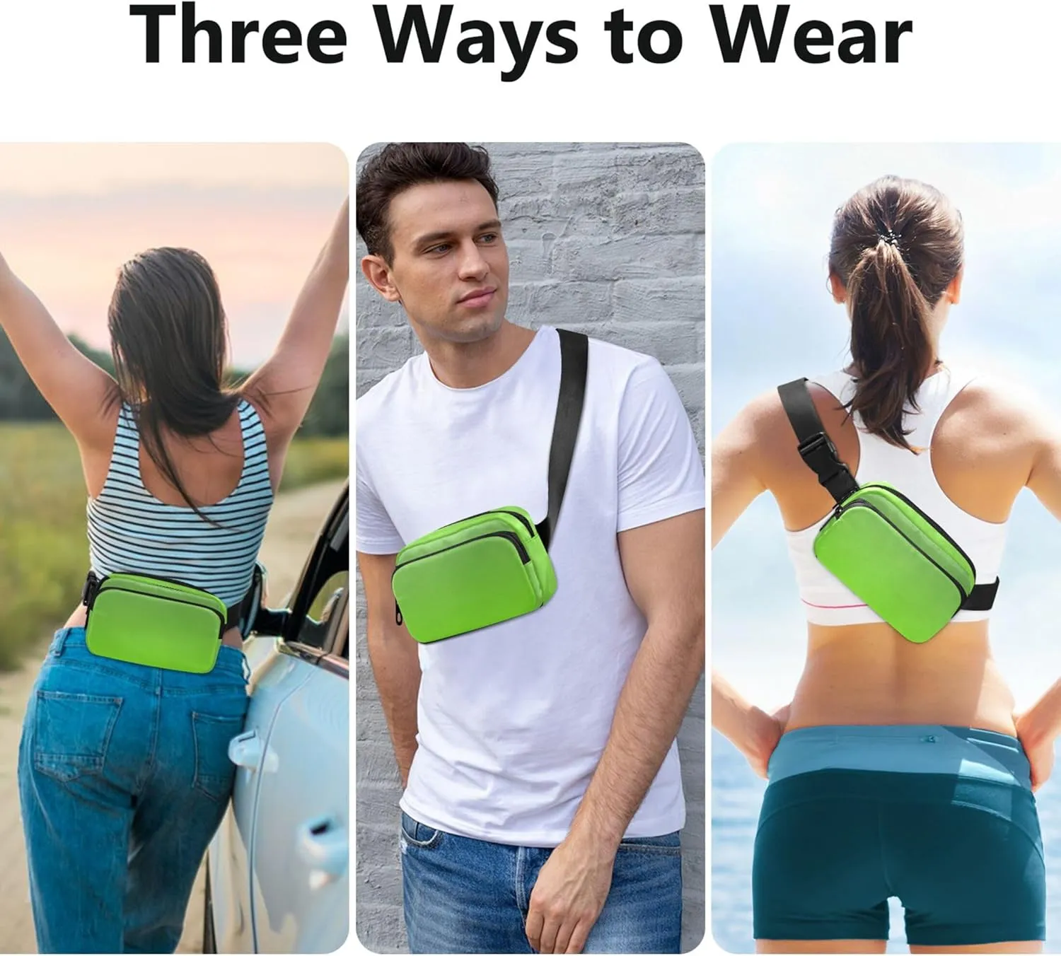 Dinosaur Green Lawn Gradient Women Fanny Packs Waterproof Large Hip Belt Bag Fashion Waist Pouch for Women