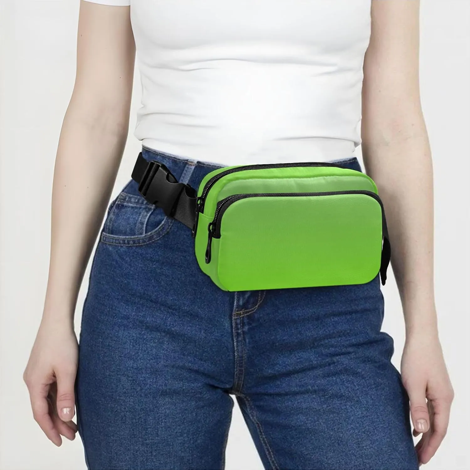Dinosaur Green Lawn Gradient Women Fanny Packs Waterproof Large Hip Belt Bag Fashion Waist Pouch for Women