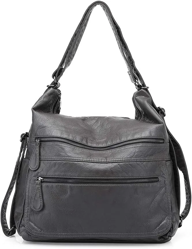 Divick Large Soft Washed Leather Purses, Handbags for Women Hobo Bags, Convertible Backpack Satchel Shoulder Crossbody Bags