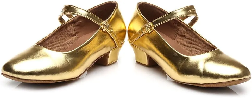 DKZSYIM Girls&Women's Leather Latin Dance Shoes Ballroom Performance Shoes,Style 207