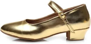 DKZSYIM Girls&Women's Leather Latin Dance Shoes Ballroom Performance Shoes,Style 207