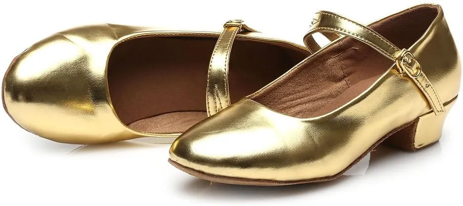DKZSYIM Girls&Women's Leather Latin Dance Shoes Ballroom Performance Shoes,Style 207