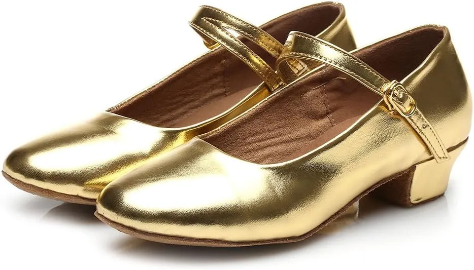 DKZSYIM Girls&Women's Leather Latin Dance Shoes Ballroom Performance Shoes,Style 207