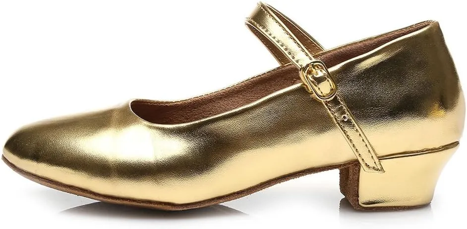 DKZSYIM Girls&Women's Leather Latin Dance Shoes Ballroom Performance Shoes,Style 207